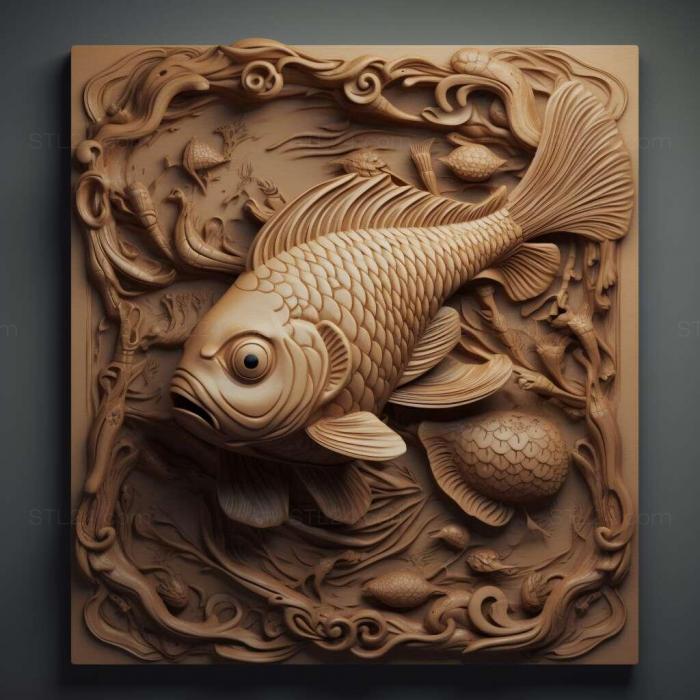 Природа и животные (Рыбка гуппи 2, NATURE_5338) 3D модель для ЧПУ станка